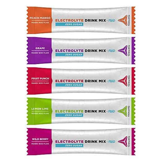 Fluid Tactical - Zero Sugar, Keto Electrolyte Powder, Hydration Packets, Made in USA (Variety, 25 Count)