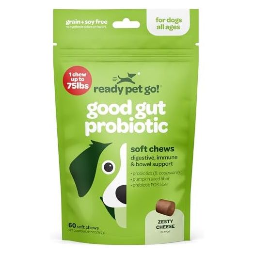 Dog Probiotic Chews for Gut Health with Prebiotic FOS Fiber and Pumpkin Seed Fiber - Digestive, Immune & Bowel Health Support – Probiotic for Dogs Healthy Pets Treats - 60 Healthy Pet Chews