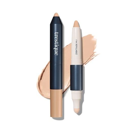 Trestique Concealer Crayon, Refillable Makeup Concealer With Built-In Blending Sponge, Sustainable Under Eye Concealer, Clean Beauty Concealer Makeup