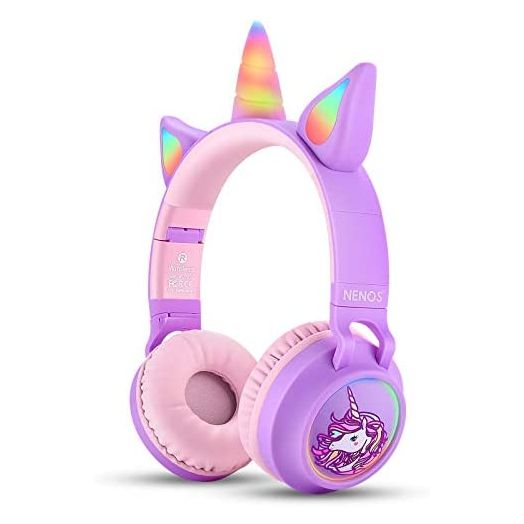 Nenos Bluetooth Kids Headphones Wireless Kids Headphones 93dB Limited Volume Wireless Headphones for Kids Unicorn