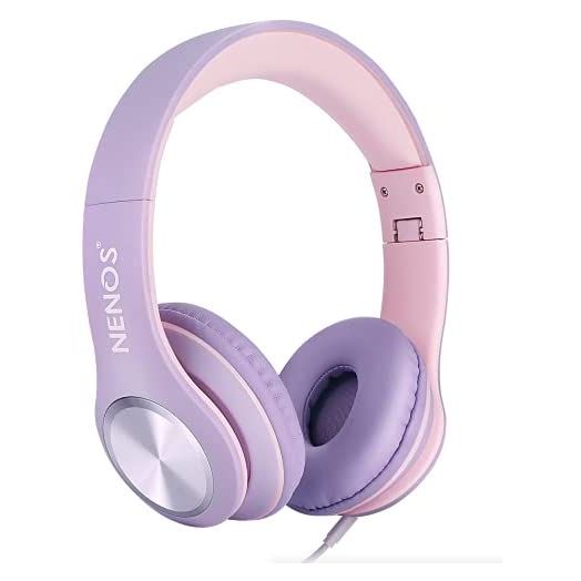 Nenos Kids Headphones Volume Limited Over Ear Headphones for Kids Headphones for Children Boys Girls Toddler Ideal for Tablet, Smartphone, Laptop Headset for School, Travel