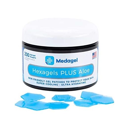Medagel Hexagels Plus Aloe Vera - Hydrogel Pads Protection and Treatment | Blister Prevention | Instant Cooling and Soothing Relief of Skin Irritations | 200ct Hexagon Pads