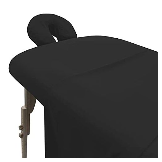 London Linens Soft Microfiber Massage Table Sheets Set 3 Piece Set - Includes Massage Table Cover, Massage Fitted Sheet, and Massage Face Rest Cover (Exotic Black)