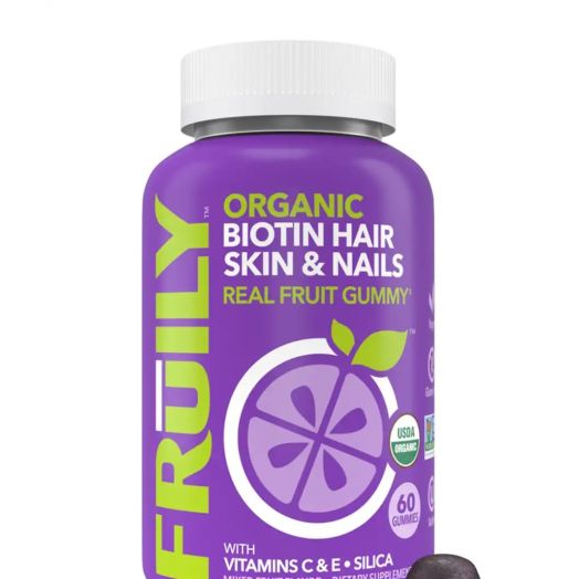 Fruily Organic Biotin Hair, Skin & Nails Gummies, Mixed Fruit Flavor - 60 Gummies
