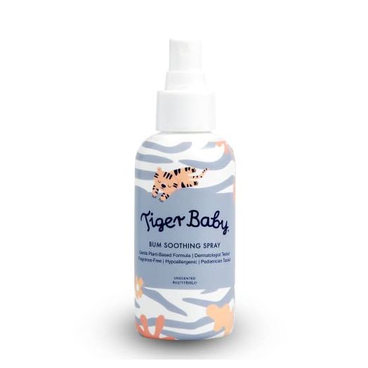 Tiger Baby Soothing Spray, Plant-Based Natural & Organic Diaper Area Cooling Spray for Mom's & Babies, Hypoallergenic, Pediatrician Tested, Fragrance Free, & Dermatologist Tested, 4 Oz
