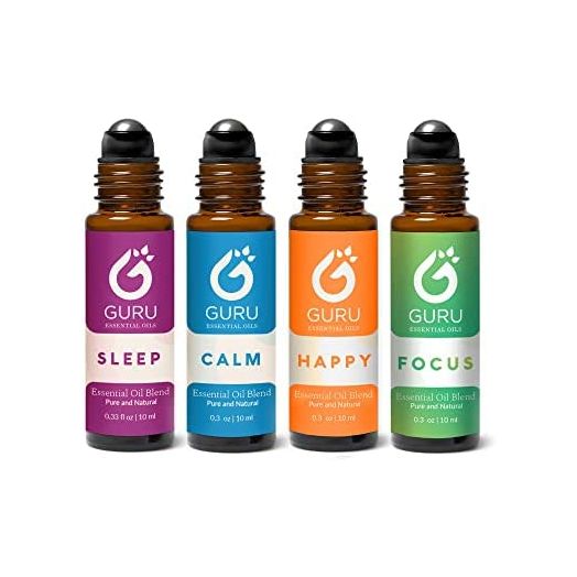 Less Stress Quartet Essential Oil Set - Stress Relief Aromatherapy Gift - Relaxing, Calming, Soothing Sleep Roll On Blends for Women