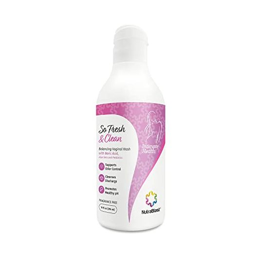 NutraBlast So Fresh & Clean | pH Balance Feminine Wash with Boric Acid | Supports Odor Control | Cleanses Discharge | Promotes Healthy pH (10 fl oz)