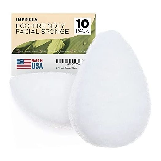 [10 Pack] Eco Friendly Buff Puff Facial Sponges for Cleansing and Exfoliating - Facial Exfoliator Made from Recycled Materials - Natural Facial Scrubber for Your Skincare Routine - Made in USA