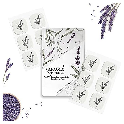 Aroma Stickers (Lavender, Pack of 1) - 100% Natural Essential Oil Scented Mask Stickers for Face Mask & Pillow (12 Stickers/pc) -Pure Essential Oil Scented Mask Patch/Personal Aroma/Relaxing