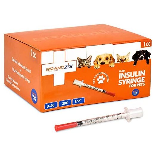 Brandzig U-40 Pet Insulin Syringes 29G 1cc 1/2" (100 Pack)