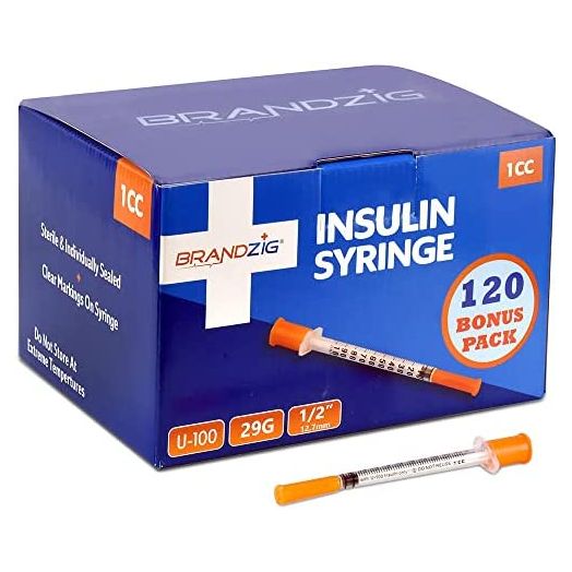 BRANDZIG Ultra-Fine Insulin Syringes 29G 1cc 1/2" (120 Pack)