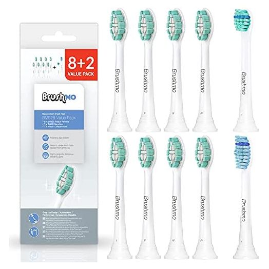 Brushmo Replacement Toothbrush Heads Compatible with Phillips Sonicare Electric Toothbrush Value Pack (8+2).