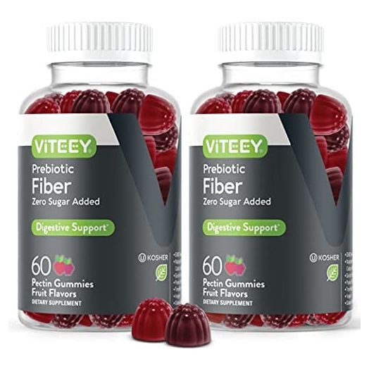 Fiber Prebiotic Gummies [Zero Sugar Added] Digestive Heath Regularity Support, Natural Weight Support, Constipation Relief, Vegan Dietary Supplements, for Adults & Teens - Fruit Flavor Chewable Gummy