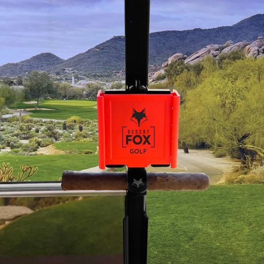 Phone Caddy + Cigar Holder - The best phone and cigar holder for golf - Fits all popular smart phones cigars (Red)