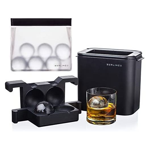 Premium Clear Ice Ball Maker Mold - Whiskey Ice Ball Maker Large 2.4 Inch - Crystal Clear Ice Maker Sphere - Sphere Ice Mold Maker with Storage Bag - Clear Ice Mold for Clear Sphere Ball Ice Maker