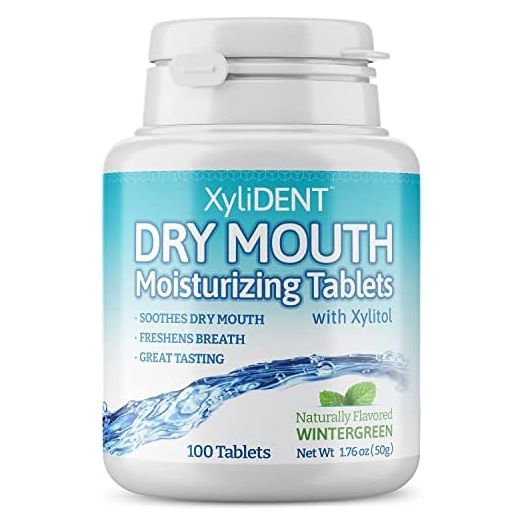 XyliDENT Xylitol Tablets for Dry Mouth Relief - Stimulates Saliva, Freshens Breath, Reduces Acid Production, Fast Acting Relief, 100 Count (Wintergreen)