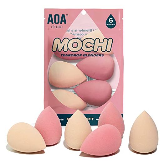 AOA Studio Collection Makeup Mochi Sponge Set Makeup Blender Latex Free and High-definition Set of 6 Makeup Blender For Powder Cream and Liquid Wonder Blender Beauty Cosmetic (6 Count)