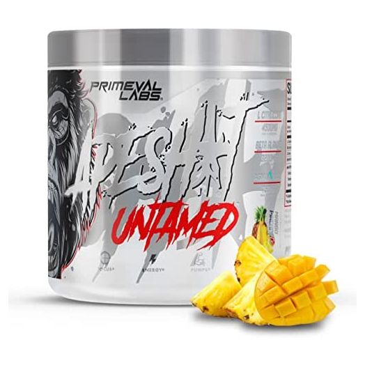 Primeval Labs Ape Untamed Pre Workout Energy Drink Powder | Max Support for Pumps & Focus | Nitric Oxide Production Preworkout Energy with L-Citrulline, Beta Alanine, Mango Pineapple 40 Servings