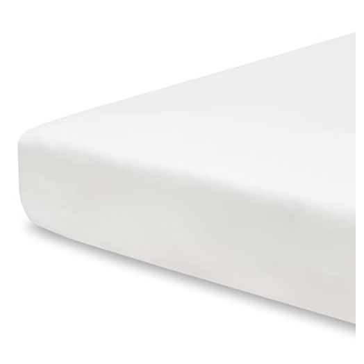 Pobibaby - Single Solid Premium Fitted Baby Crib Sheets for Standard Crib Mattress - Ultra-Soft Cotton Blend, Safe and Snug, and Stylish Solid Crib Sheet (Soft White)