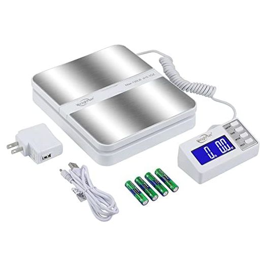 Weighmax 130Lb x0.1OZ Extended Display Digital Shipping Postal Scale, White