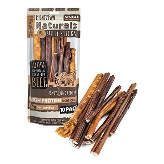 Mighty Paw Naturals Large Bully Sticks for Dogs, Protein Rich Dog Chews from Grass-Fed Beef | Thick Bully Sticks for Dental Health | Large and Small Dogs | Aggressive Chewers | 6 or 12 Inch Variety