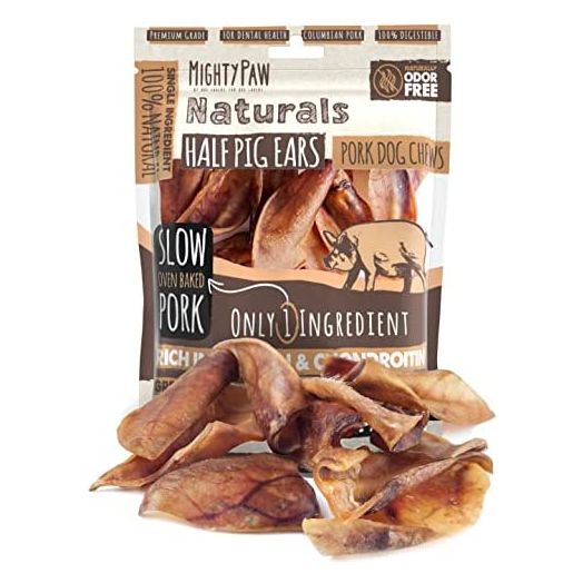 Mighty Paw Pig Ears for Dogs | All Natural Dog Treats. Single Ingredient Pig Ear Dog Treats. Better Than Rawhide Dog Snacks for Puppy and Large/Medium Dogs. Pigs Ears Dog Chews, Dog Pig Ears (12 Pack)