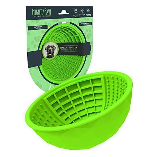 Mighty Paw Dog Lick Bowl | Interactive Slow Feeder Puzzle for Anxiety, Calming and Boredom. Wobbles Or Stays Put. Works W/ Soft Food & Supports Oral Health. Dishwasher Safe BPA Free Silicone