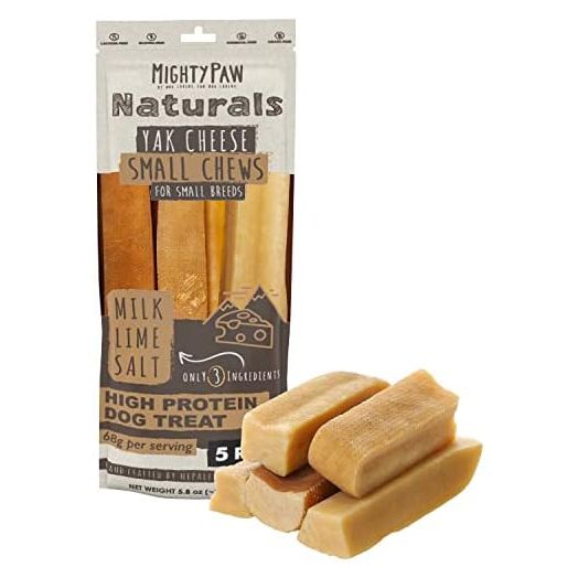 Mighty Paw Yak Cheese Chews for Dogs | All-Natural Long Lasting Pet Treats. Odorless and Great for Oral Health. Limited-Ingredient Chews for Puppies & Power-Chewers (Small, 5 Pack)