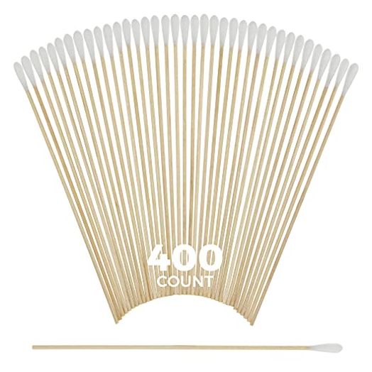 400 pcs Long Cotton Swabs Tip Applicators with Wood Handle 6” Inch| 100% Biodegradable Cotton Buds |Cleaning with Wood Handle for Oil, Makeup, Eyes, Ears, Eyeshadow Brush and Remover Tool. By alpree