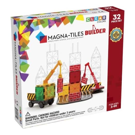Magna-Tiles Builder Set, The Original Magnetic Building Tiles for Creative Open-Ended Play, Educational Toys for Children Ages 3 Years + (32 Pieces)