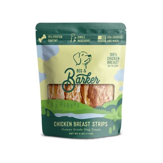 Beg & Barker Chicken Jerky for Dogs (4 oz, Pack of 1) - Dog Training Treats - Natural Dog Treats Made in The USA - Grain Free, Diabetic-Friendly, High Protein, Sugar-Free (Chicken Dog Jerky)