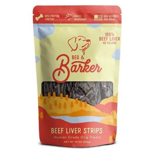 Beg & Barker Beef Liver Jerky for Dogs (10 Ounce, Pack of 1) - Dog Training Treats - Natural Dog Treats Made in The USA - Grain Free, Diabetic-Friendly, High Protein, Sugar-Free