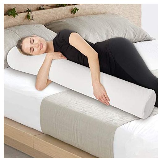 XXL Round Cervical Roll Cylinder Bolster Body Pillow with Removable Washable Cover, Premium Grade Memory Foam | Ergonomically Designed Back, Neck and Spine relief during Sleep, 47” In long x 7.5” wide