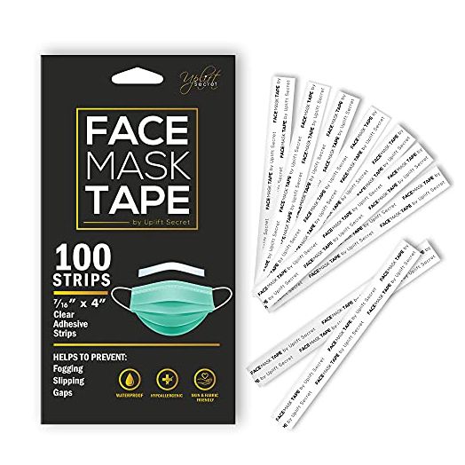 Face Mask Tape Double Sided - by Uplift Secret (100 Count) | Helps to Prevent Fogging Glasses, Slipping, & Gaps. Works with All Masks.