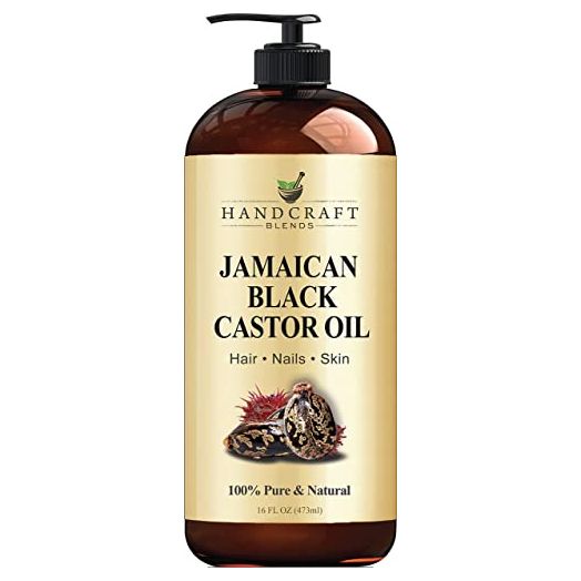 Handcraft Jamaican Black Castor Oil for Hair Growth, Eyelashes and Eyebrows - 100% Pure and Natural Carrier Oil & Body Oil - Use As Aromatherapy Carrier Oil, Moisturizing Massage Oil - 16 fl. oz