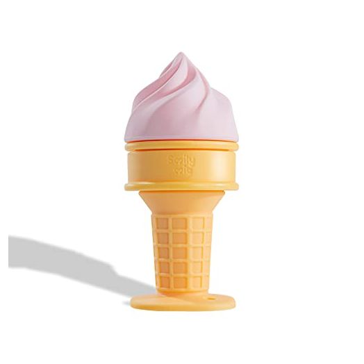 Smily Mia Ice Cream Water Filled Freezable Silicone Baby Teether Toy for Teething Pain Relief, Can Provide 40minutes Gum Cooling Experience for 3M+ Teething Babies. Peach Pink