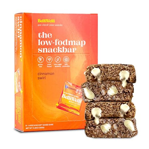 BelliWelli Vegan, Gluten-Free Cinnamon Swirl Snack Bar (8-Pack) - Low FODMAP Certified, Dairy Free, 100% Gut Friendly & Contains Probiotics | Enjoy Guilt-Free Dessert for Breakfast!