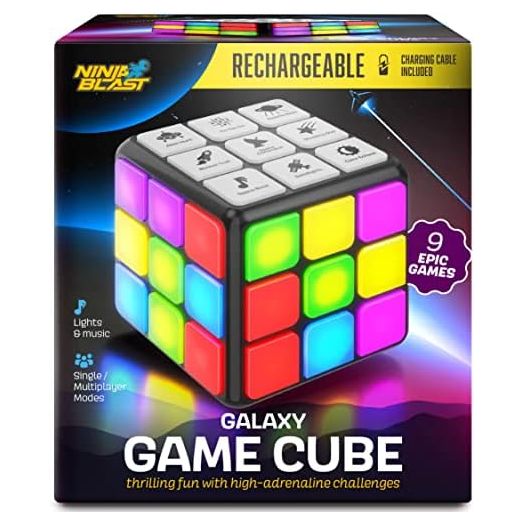 Rechargeable Game Activity Cube - 9 Fun Brain & Memory Games - Cool Toys for Boys and Girls - Birthday Gifts for Ages 6-12+ Year Old Kids Tweens & Teens - Best Boy & Girl Toy Gift Ideas