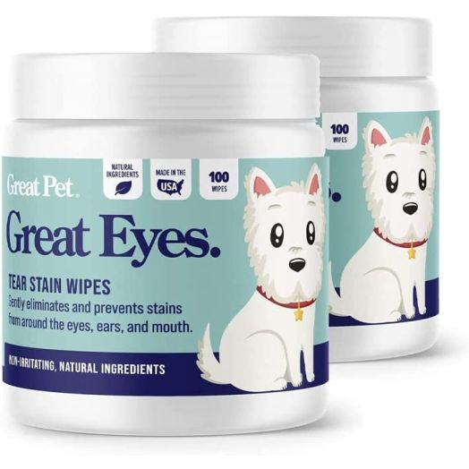 Great Pets - Body Wipes & Eye Tear Stain Remover Wipes for Dogs & Cats - Wash & Clean Eyes, Paws, Skin & Coat, Butt, Excess Hair Waterless Without Soap