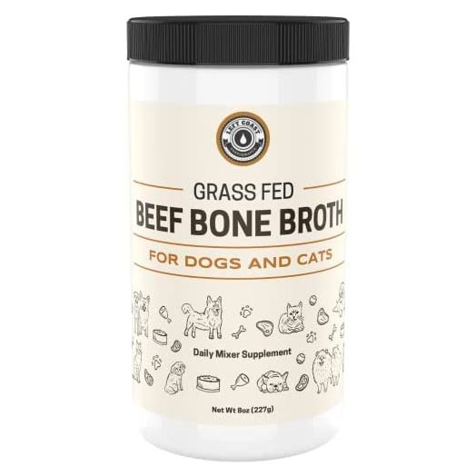 8oz Beef Bone Broth Powder for Dogs and Cats – Premium Grass-Fed Beef Broth Topper for Picky Eaters –Supports Joints and Gut Health – Bone Broth for Cats – by Left Coast Performance