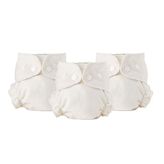 Esembly Cloth Diaper Inner, Trim-Fitting, Certified Organic Cotton, Reusable and Absorbent Leak-Proof Diapers with Snap Closure for Eco-Friendly Diapering, 3-Pack Size 2 (18-35lbs)