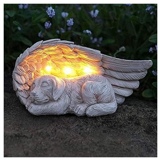 iHeartDogs Dog Memorial Gifts - Forever My Guardian Angel Garden Solar Light - Pet Memorial Stone