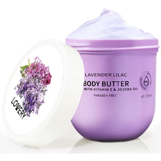 Lavender Lilac Body Butter - Ultra-Hydrating Shea Butter Body Cream Enriched with Jojoba Oil and Vitamin E - Natural Skin Moisturizer for Men and Women - Normal to Dry Skin