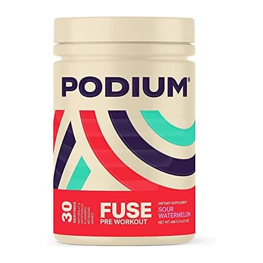 Podium Nutrition, Fuse Pre Workout Powder, Sour Watermelon, 30 Servings, Beta Alanine and Caffeine for Energy, Gluten Free, Soy Free, Dairy Free