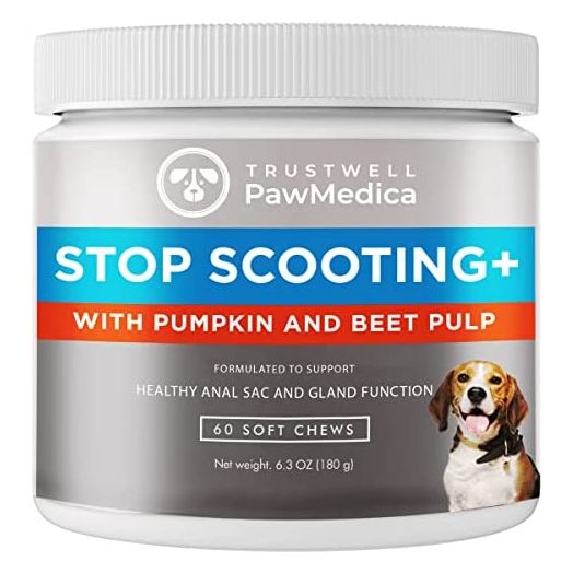 PawMedica Dog Anal Gland Chews to Stop Scoot for Dogs - Anal Gland Dog Constipation Relief - Recommended Dog AnalGland Support Chews Fiber - Fiber Supplement for Dogs (60 Dog Pumpkin Chews)