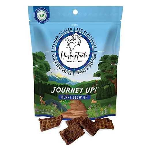 HappyTails Journey Up Dog Treats 6oz, Premium Protein with Fruits, Berries, Veggies, Prebiotics, Omega 3s & 6s | Made in USA from Natural Ingredients | Immune & Digestive Support, Skin & Coat Health