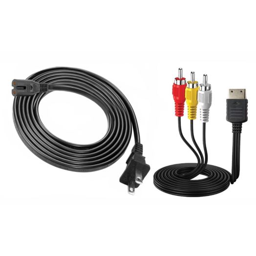 AC Power Supply + Audio Video RCA AV Composite Cable Adapter Cord To External TV Screen Monitor For Sega Dreamcast System Game Console Bundle Kit Lot