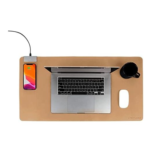 Limitless DeskPad Pro 10W Wireless Surface Mat with Cable (Tan)
