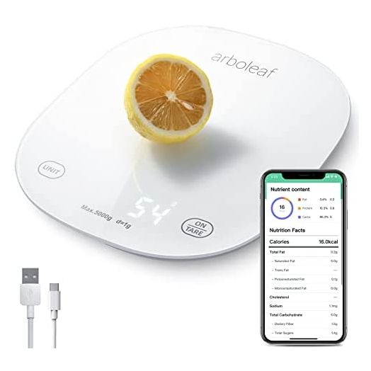 Arboleaf Food Scale Rechargeable, Kitchen Scale for Food Ounces and Grams, Smart Food Scale for Weight Loss, Small Digital Baking Food Scales for Kitchen Cooking, USB Scale, 1g/0.1oz, 11lb/5kg