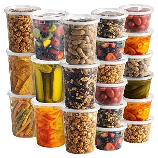 Deli Food Containers with Lids - (48 Sets) 24 - 32 Oz Quart Size & 24 - 16 Oz Pint Size Airtight Food Storage Takeout Meal Prep Containers with 54 Lids, BPA-Free, Dishwasher, Microwave Safe